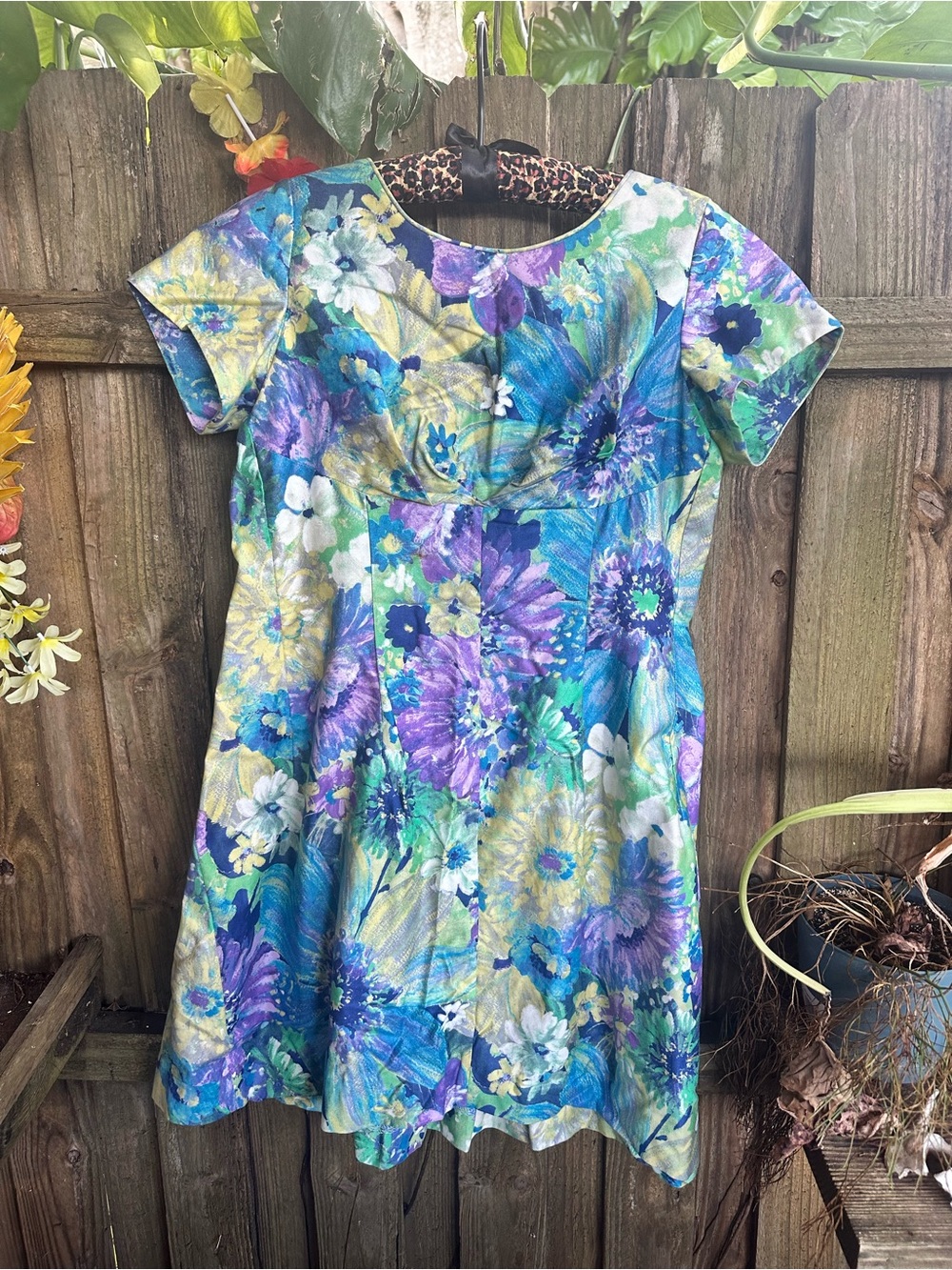 Floral Fit & Flare Mini Dress in Blue and Purple